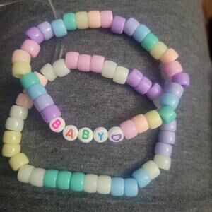 "Baby" rainbow kandi colored stretchy beaded bracelets